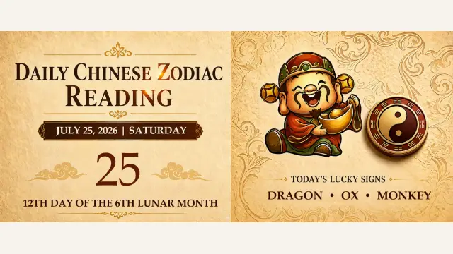 Chinese Zodiac Horoscope for July 25, 2026: Daily Forecast for All Signs